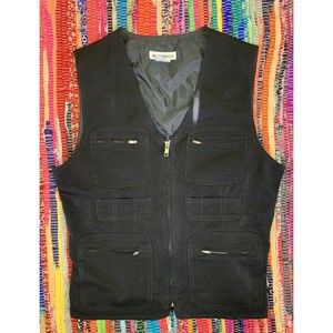 Jones & Co Black Zipped Multi Pocket Vest Size M Zip Up Lined